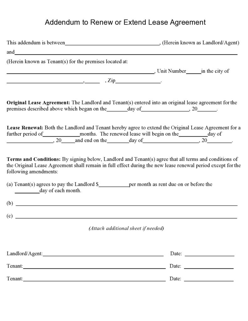 43 Best Lease Extension Addendum (+ Renewal Agreements)