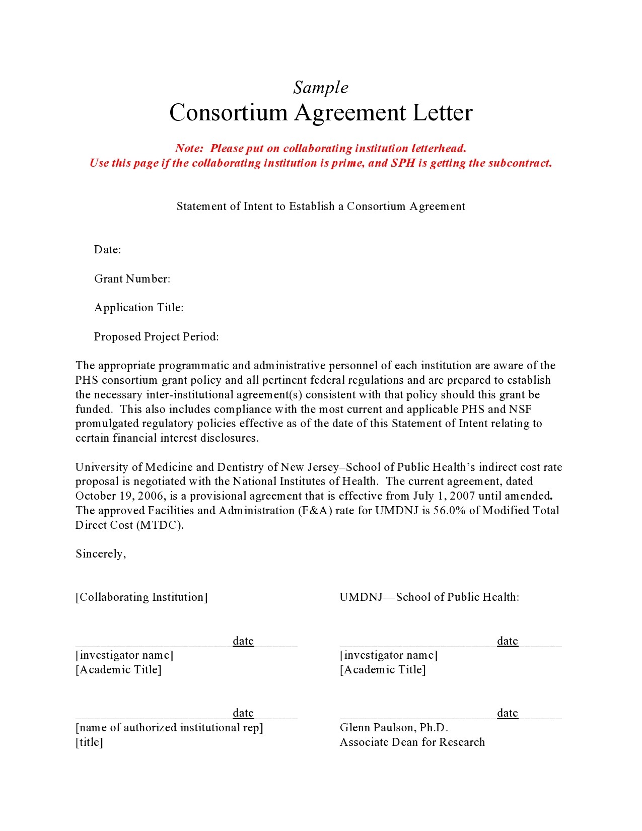 Free letter of agreement 13