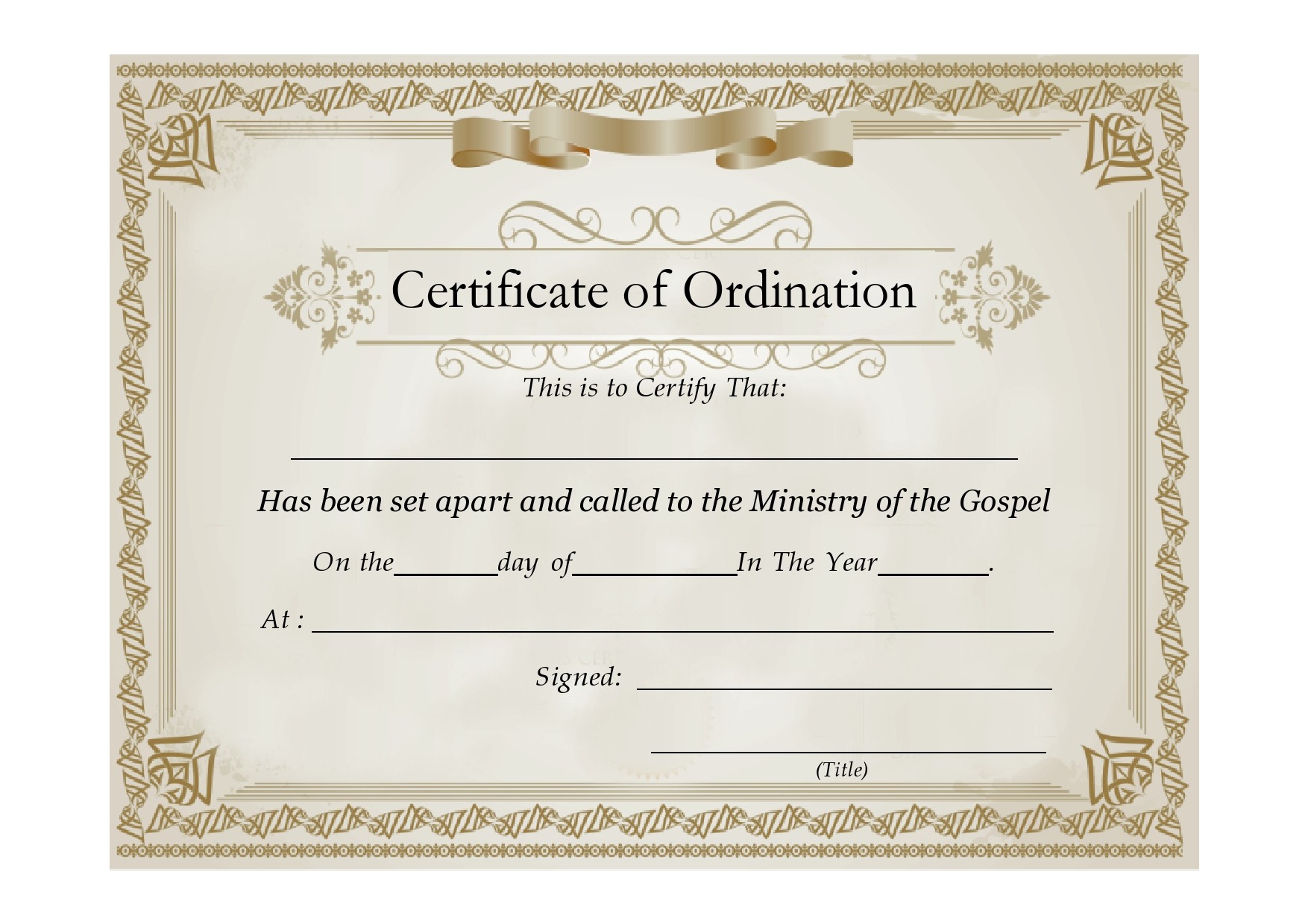 Free ordination certificate 01