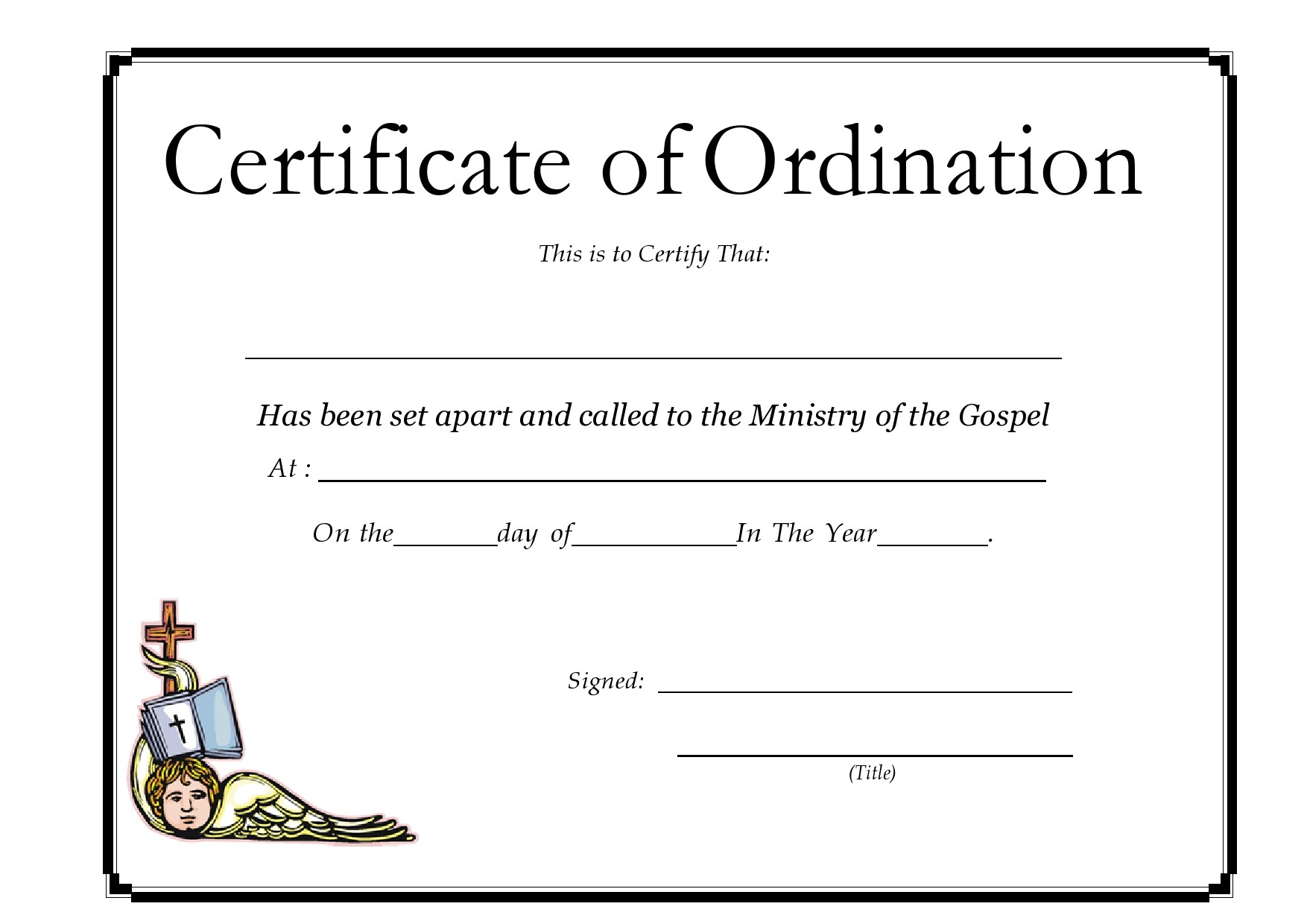 Gospel Ministry Certificate Template Printable Ordained Minister Minimalist Certificate Download Editable Certificate of Ordination
