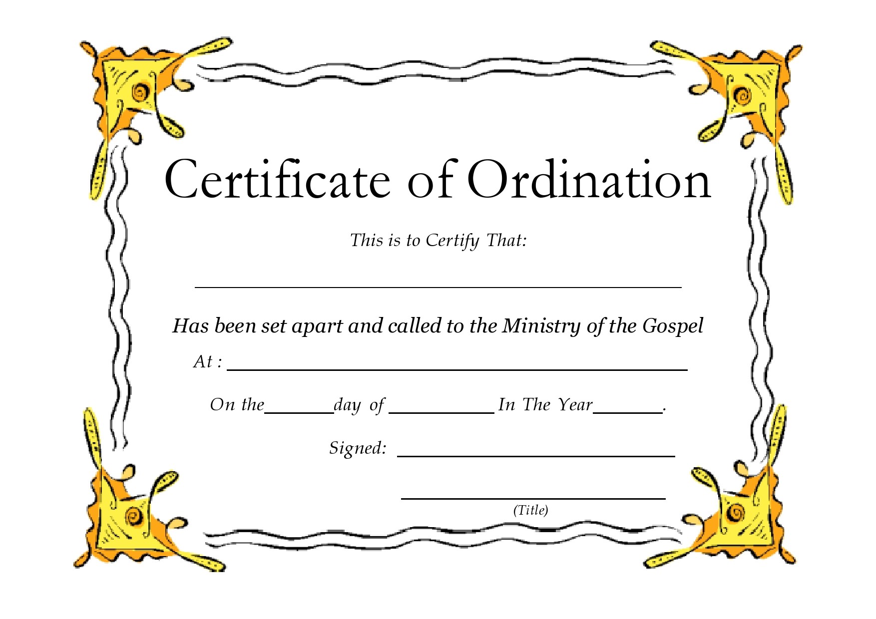 Free ordination certificate 04