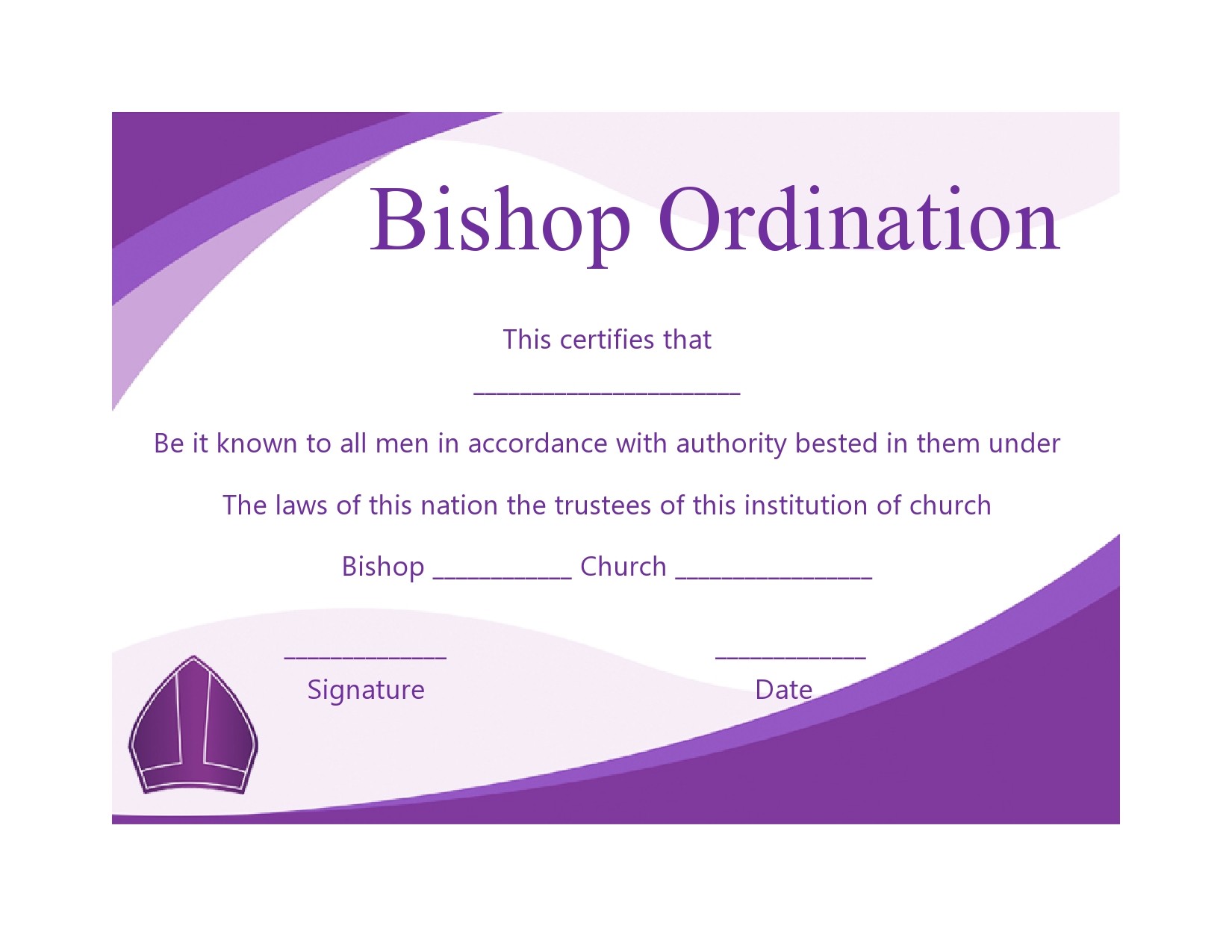 Free Printable Pastor Ordination Certificates Printable Form 