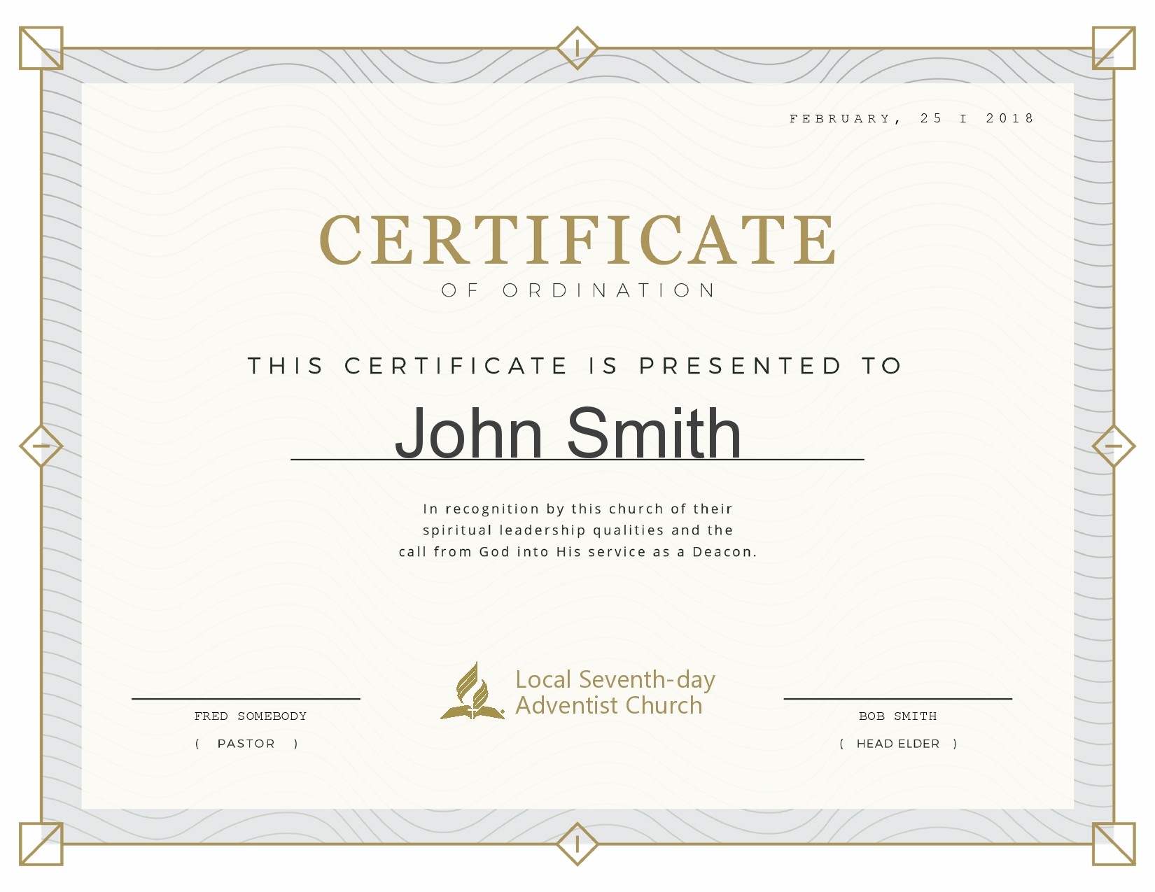 Free ordination certificate 06