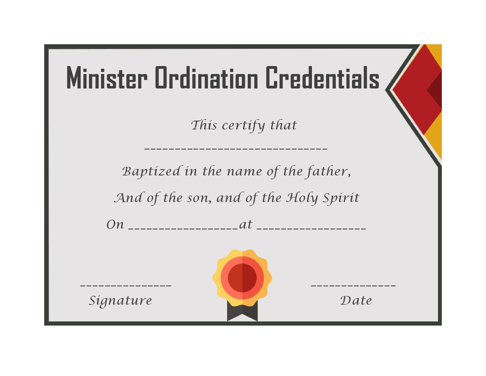 Free ordination certificate 11