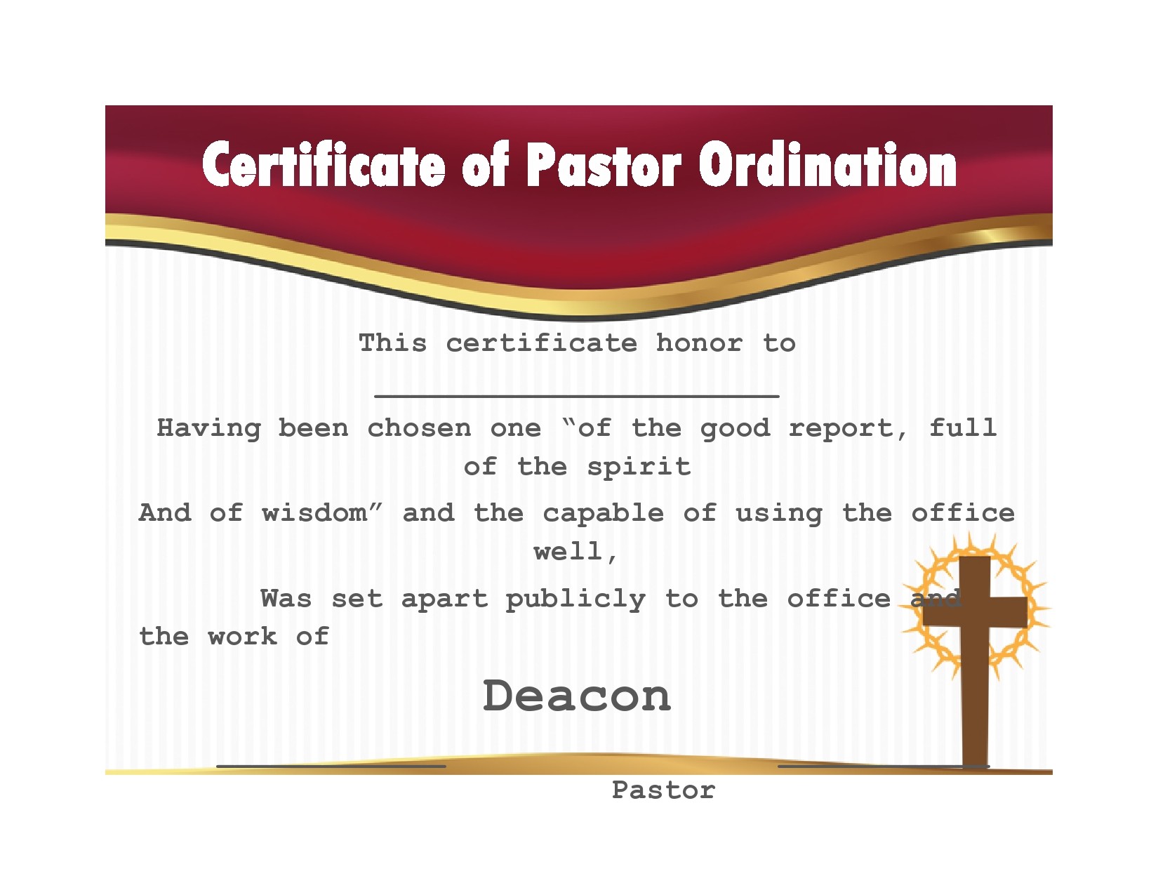 Free ordination certificate 14