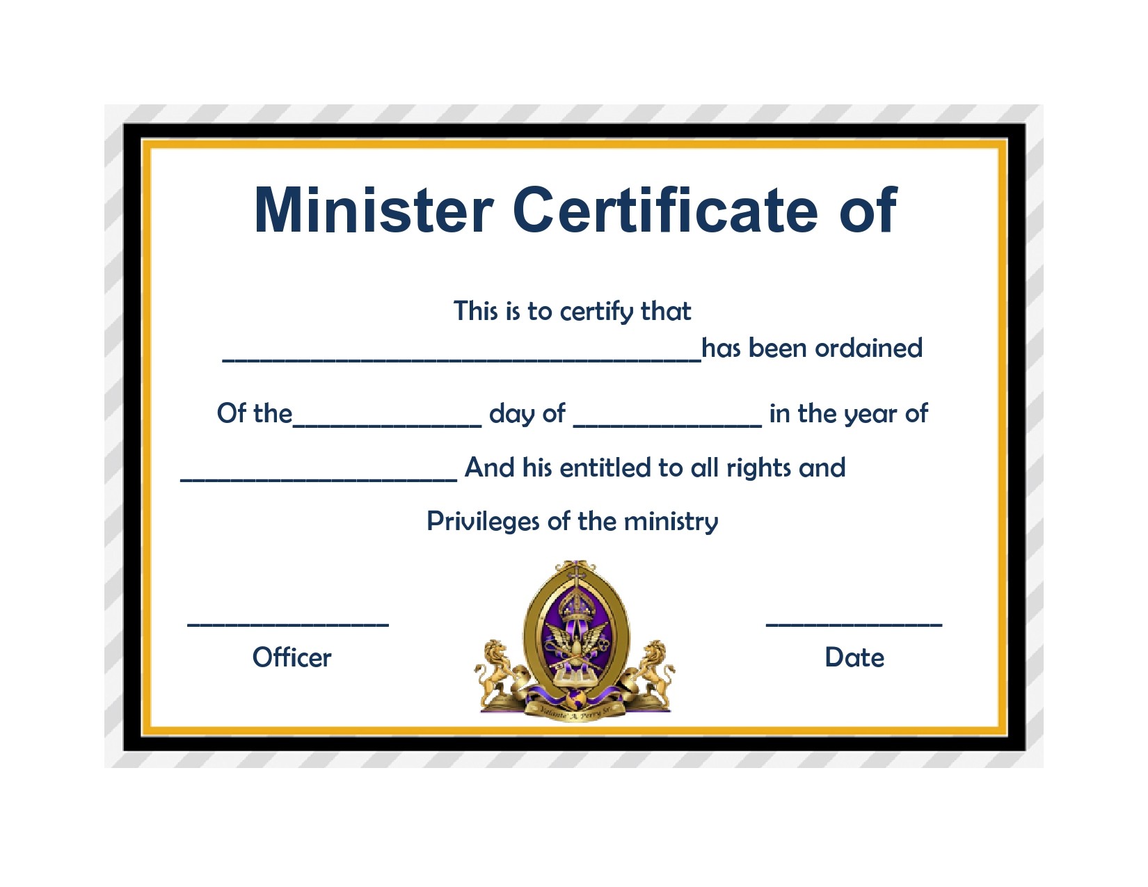 Free ordination certificate 17
