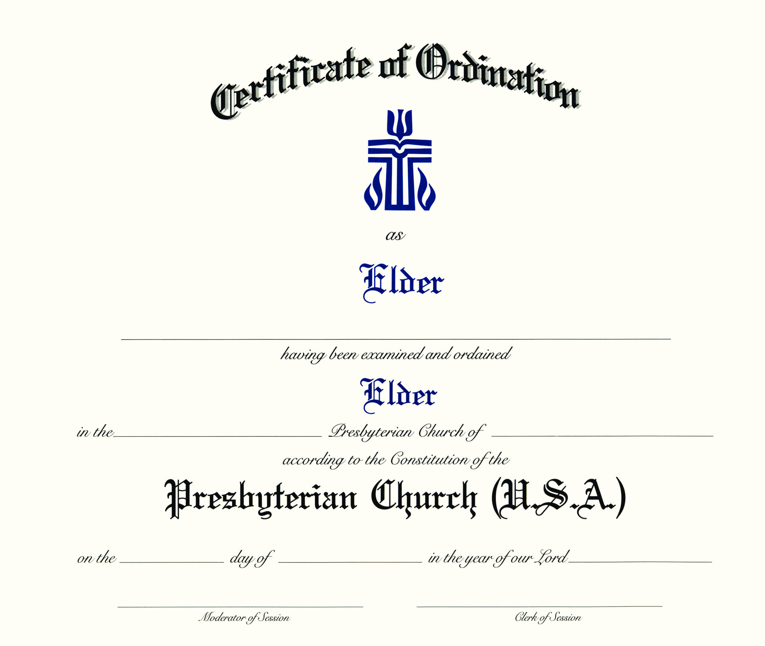 Free ordination certificate 34
