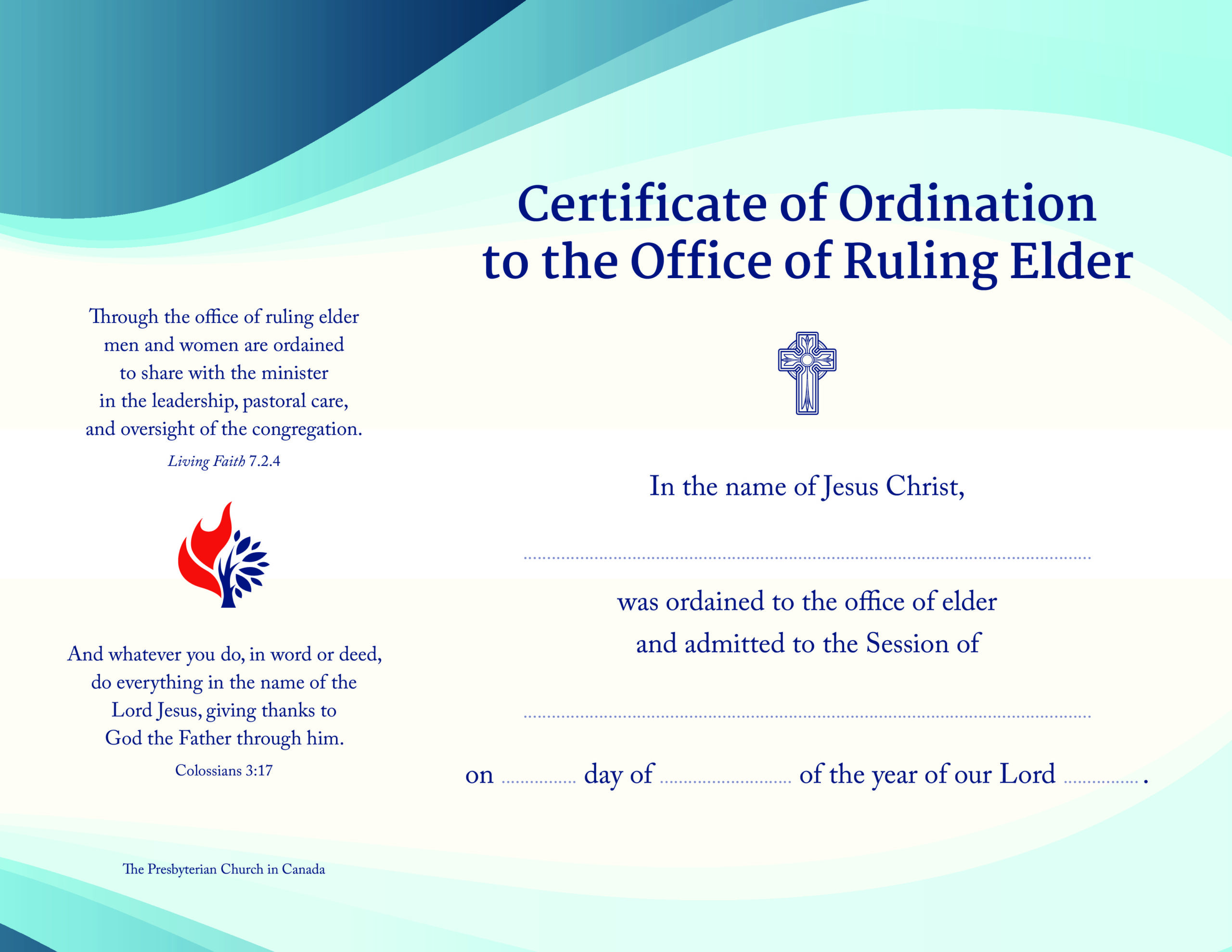 Free ordination certificate 35