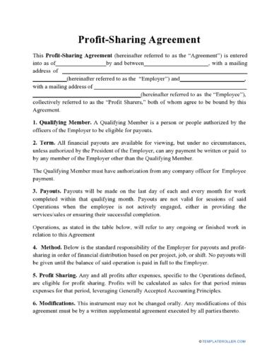 37 Free Profit Sharing Agreements (Word PDF) ᐅ TemplateLab