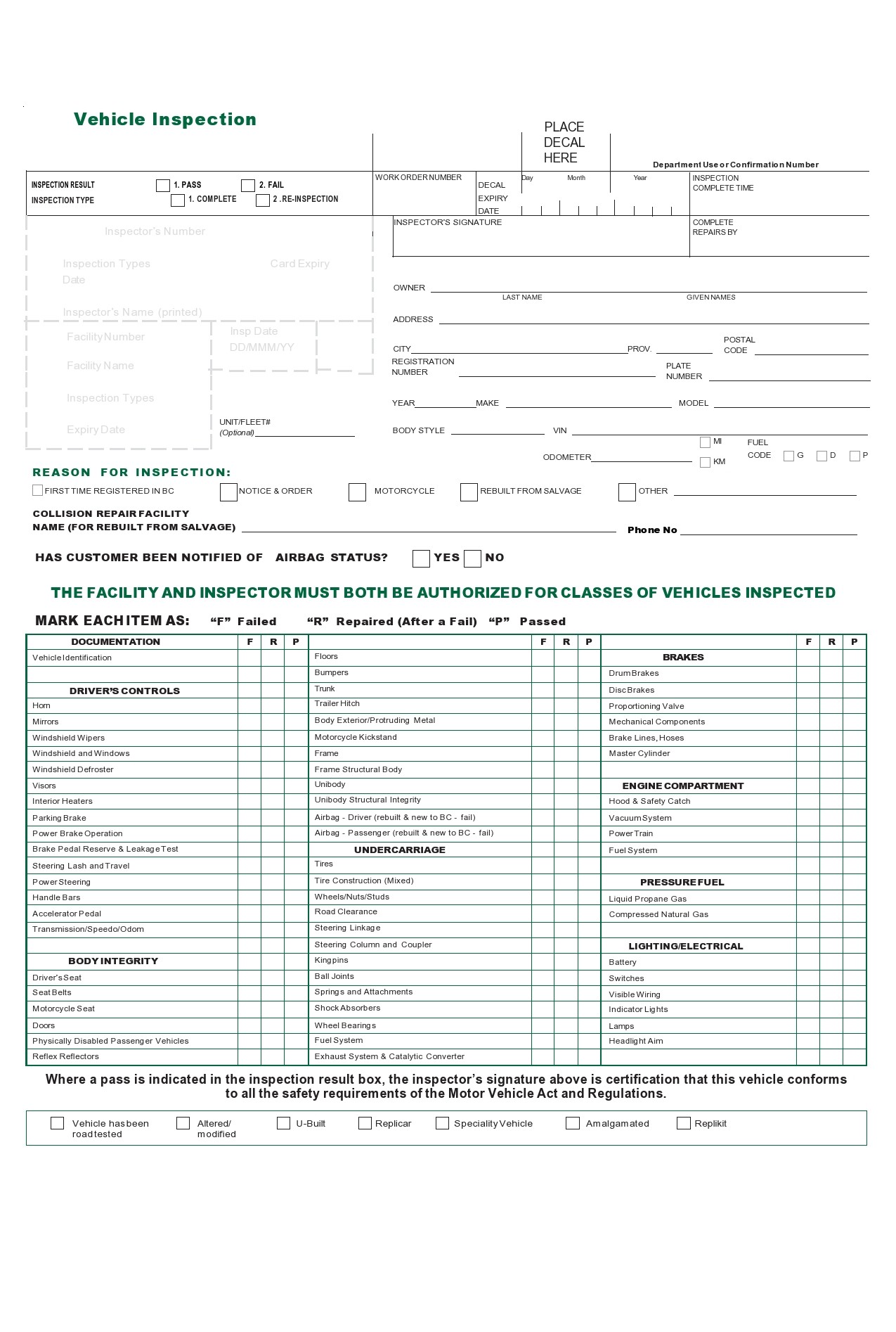 Free vehicle inspection form 15