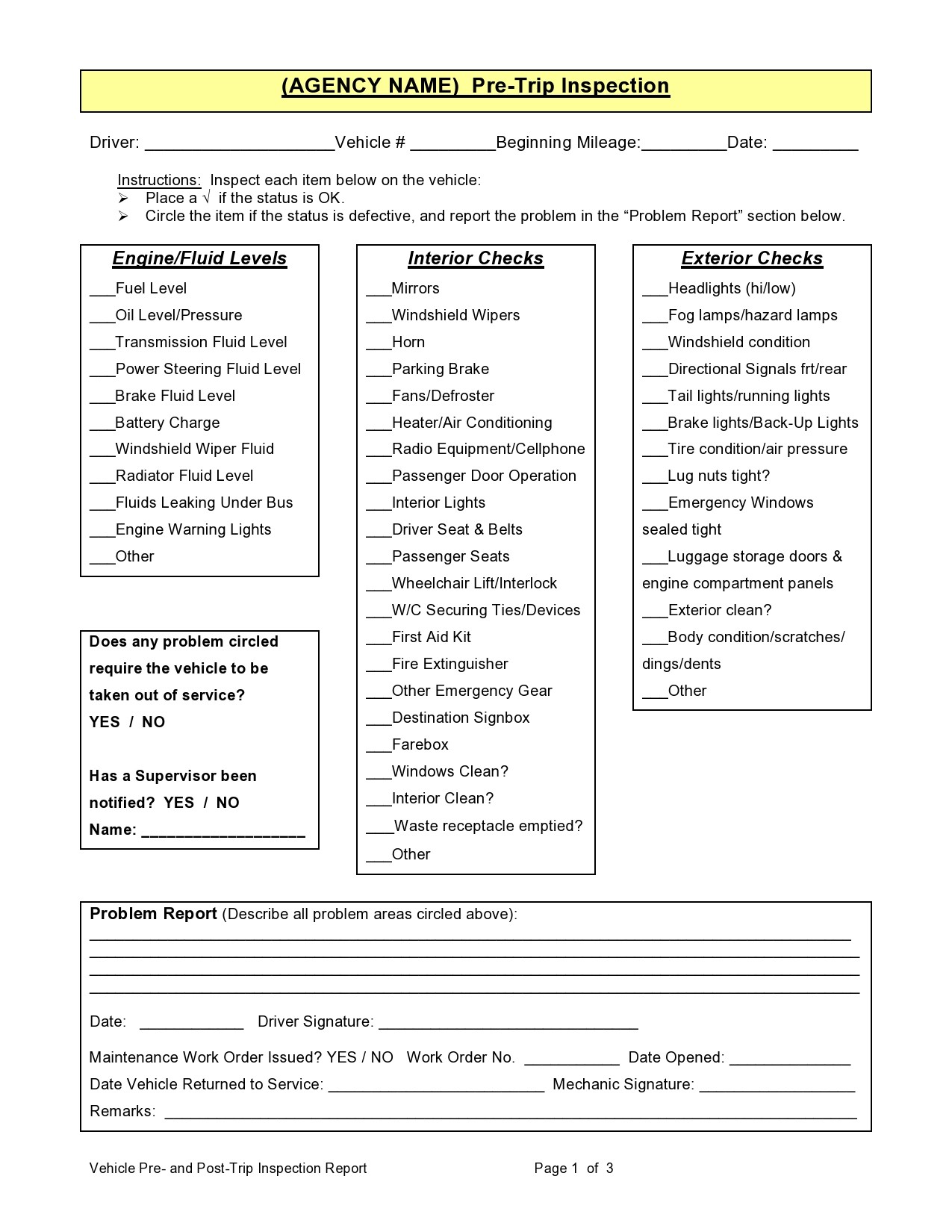 Free vehicle inspection form 20