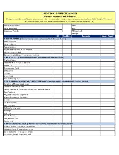 Vehicle Inspection Forms