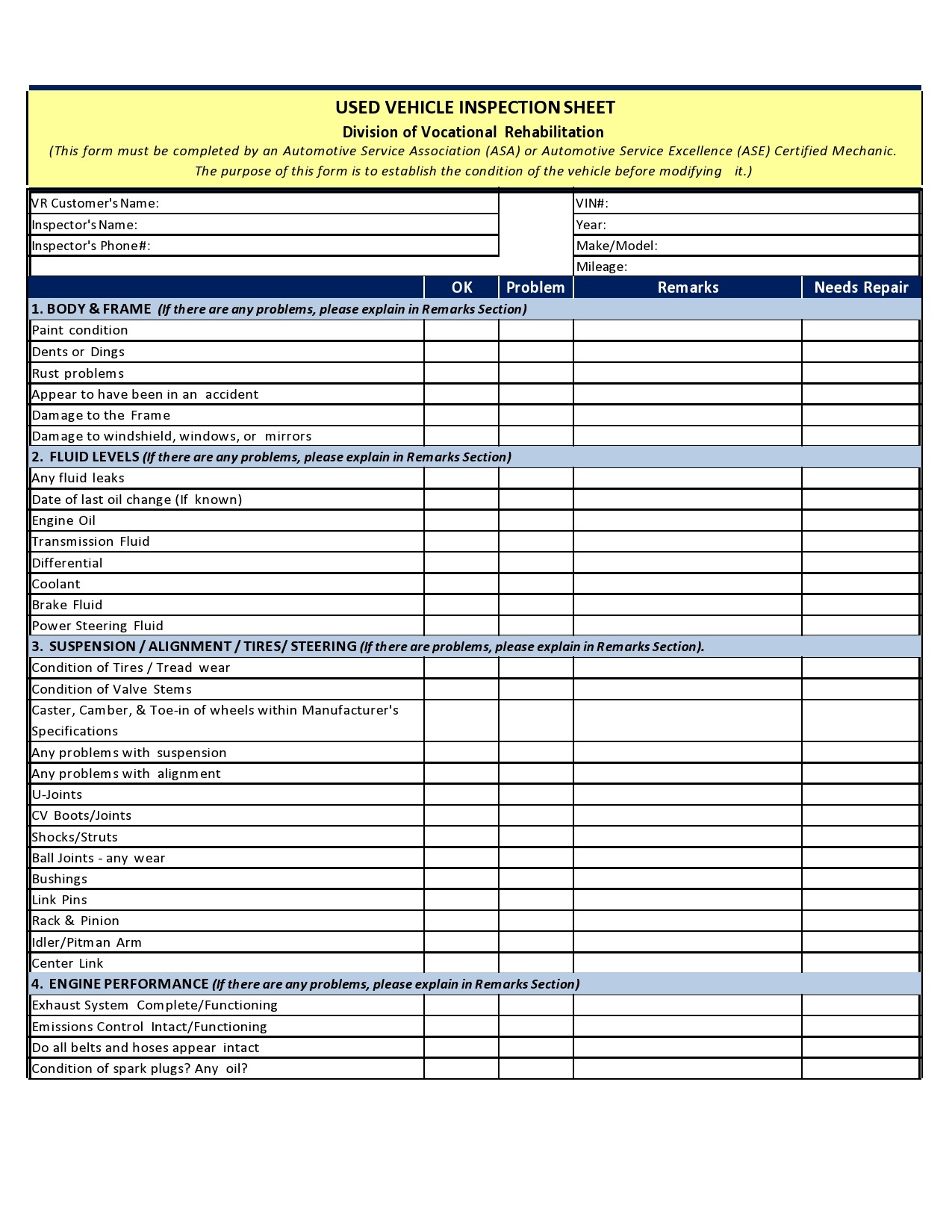Free vehicle inspection form 23