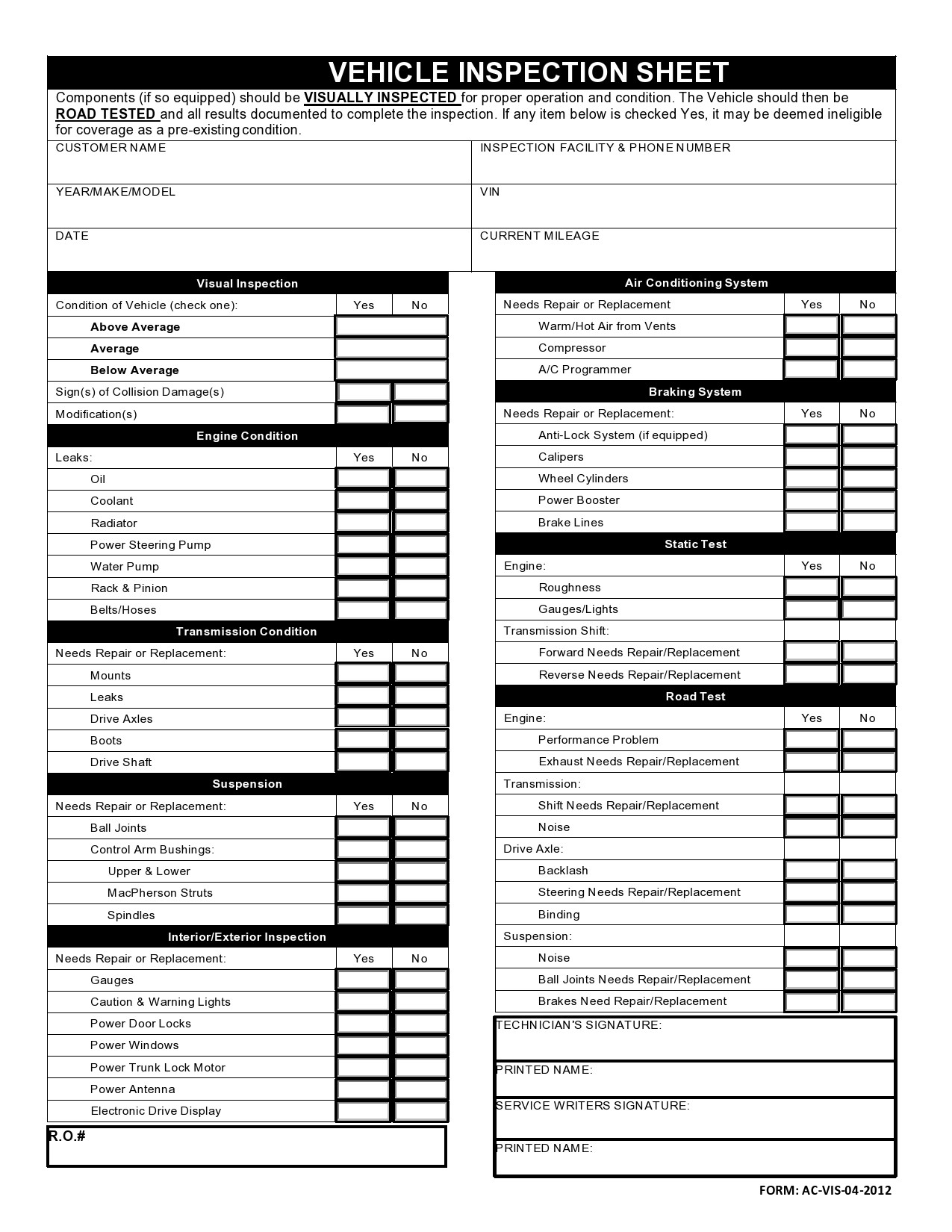 Free vehicle inspection form 35