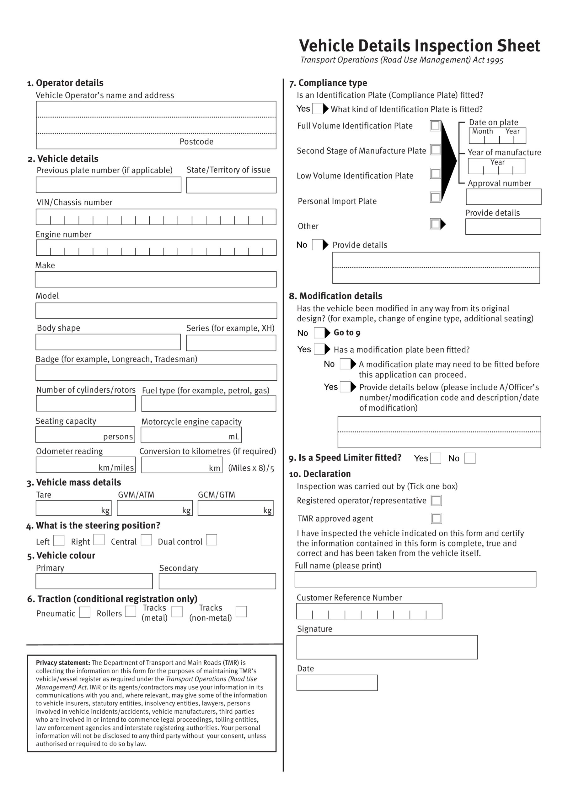 Free vehicle inspection form 38