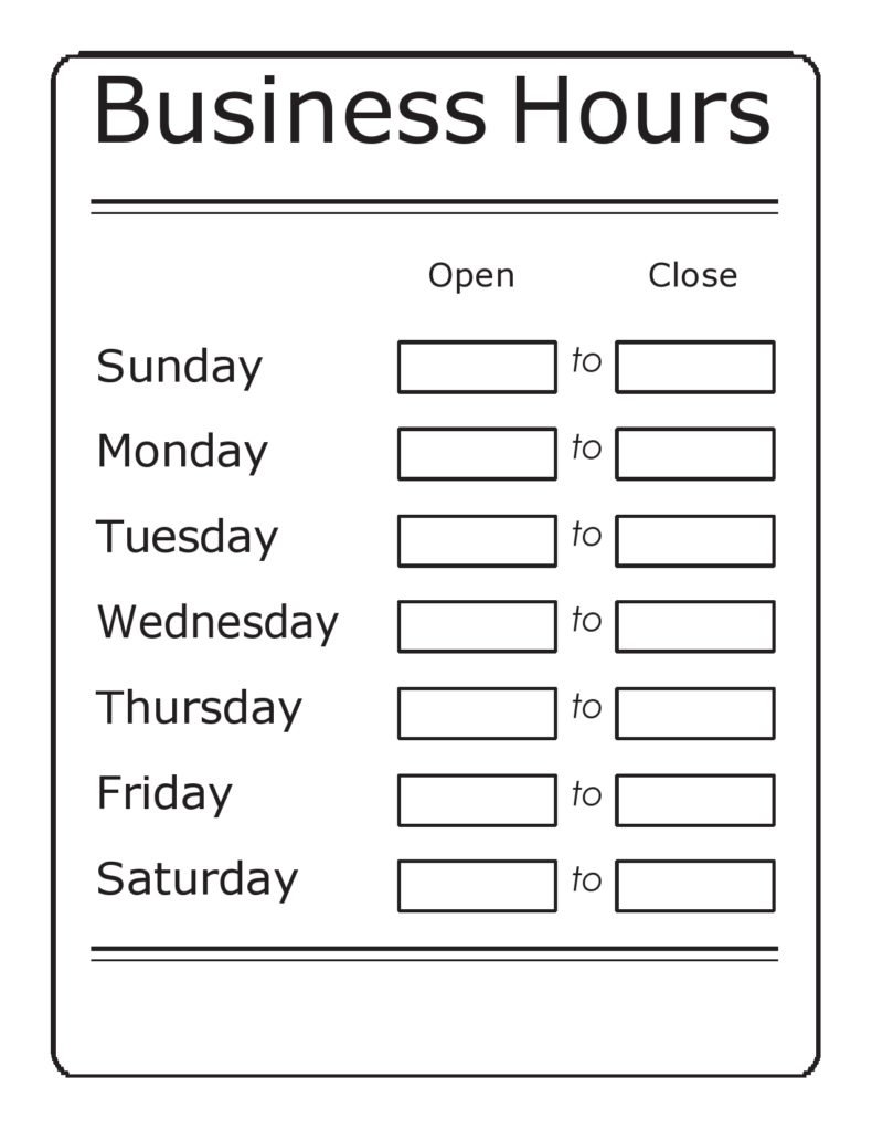40 Printable Business Hours Templates (Word & PDF)