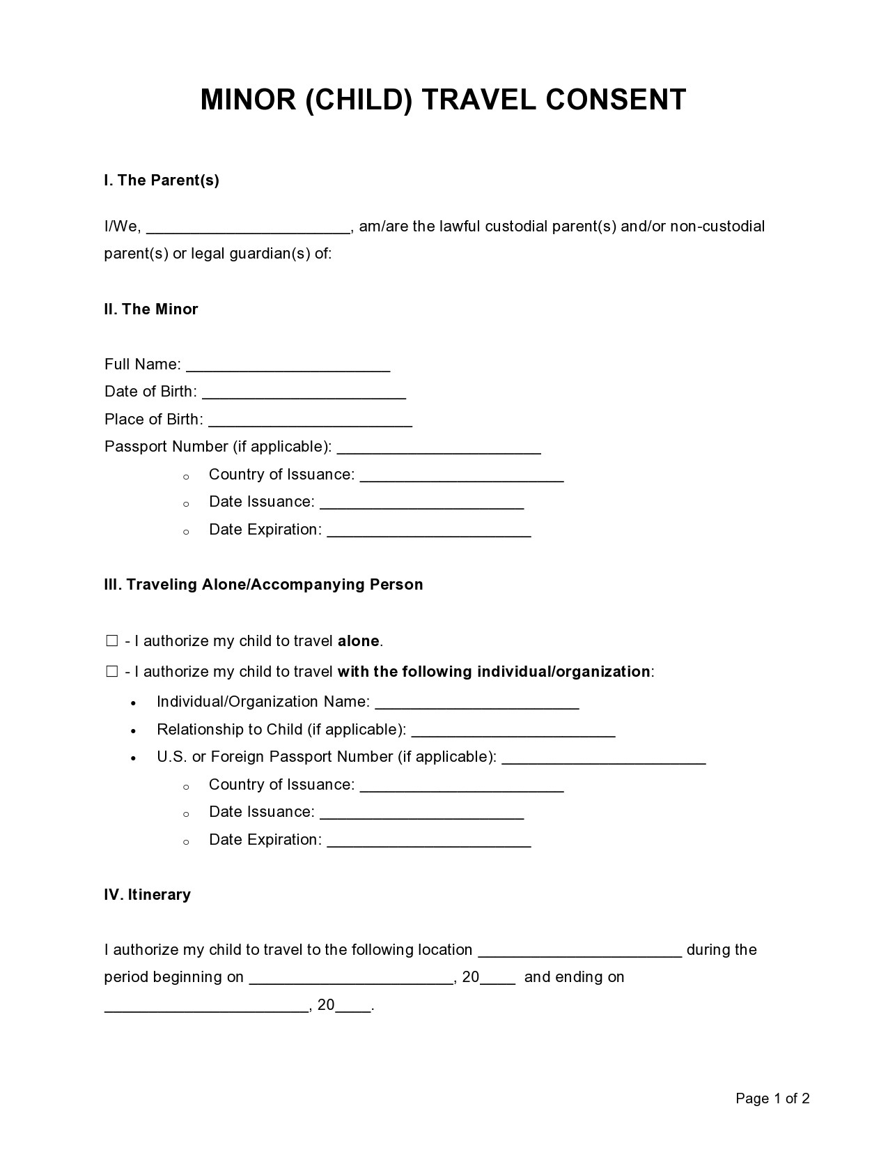 45 Child Travel Consent Forms (Word & PDF) á… TemplateLab