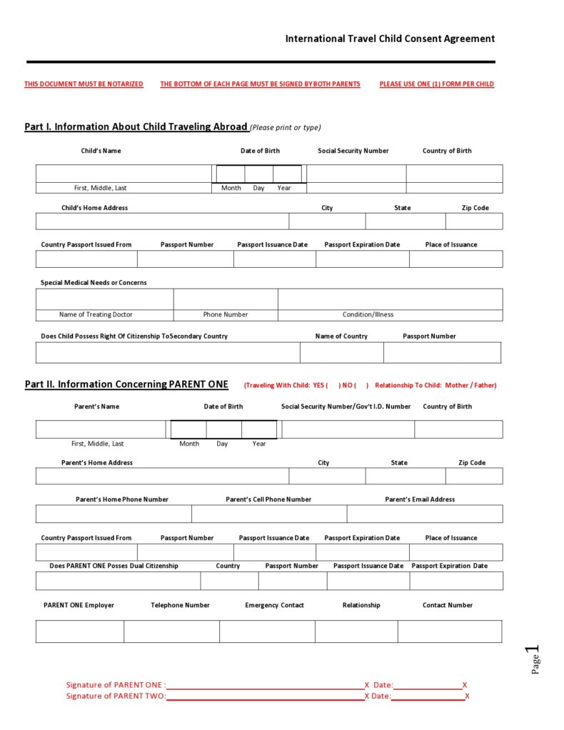 45 Printable Child Travel Consent Forms (Word & PDF)