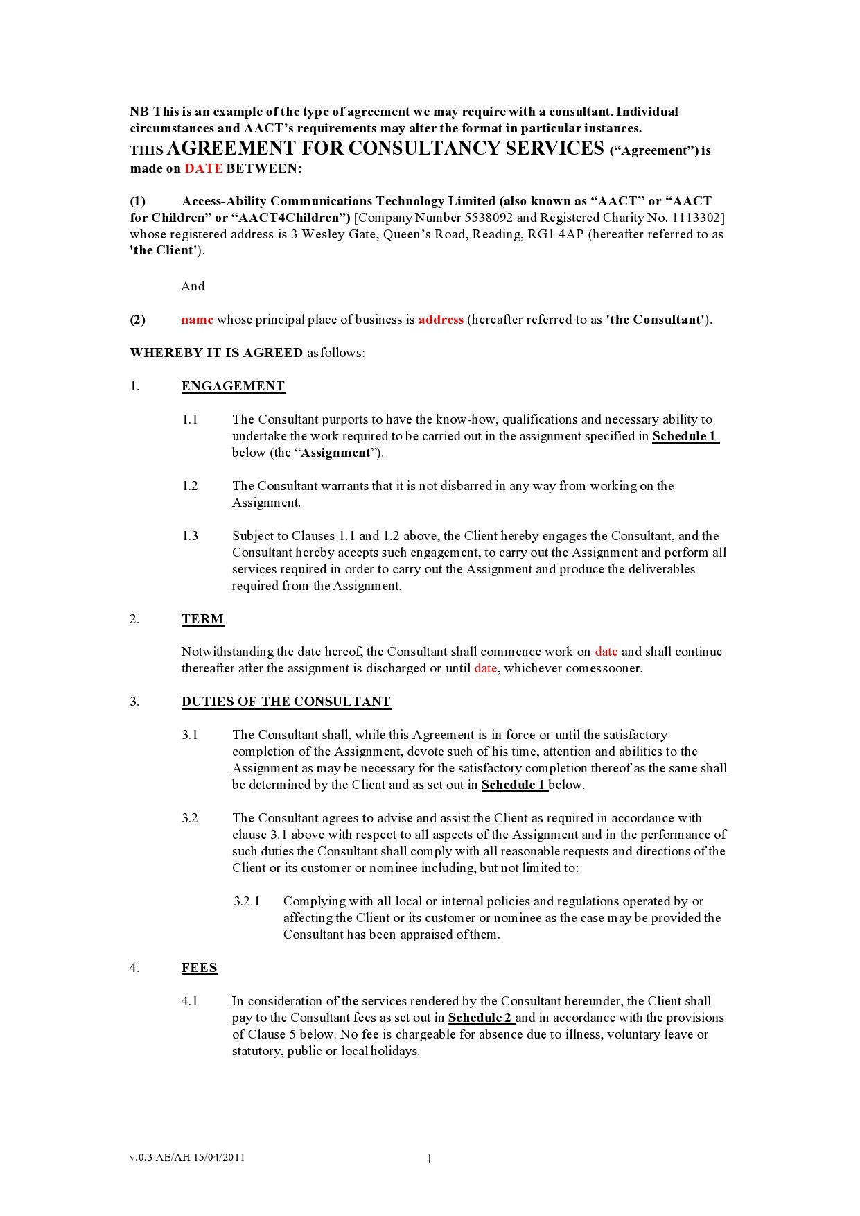 Free consulting contract template 10