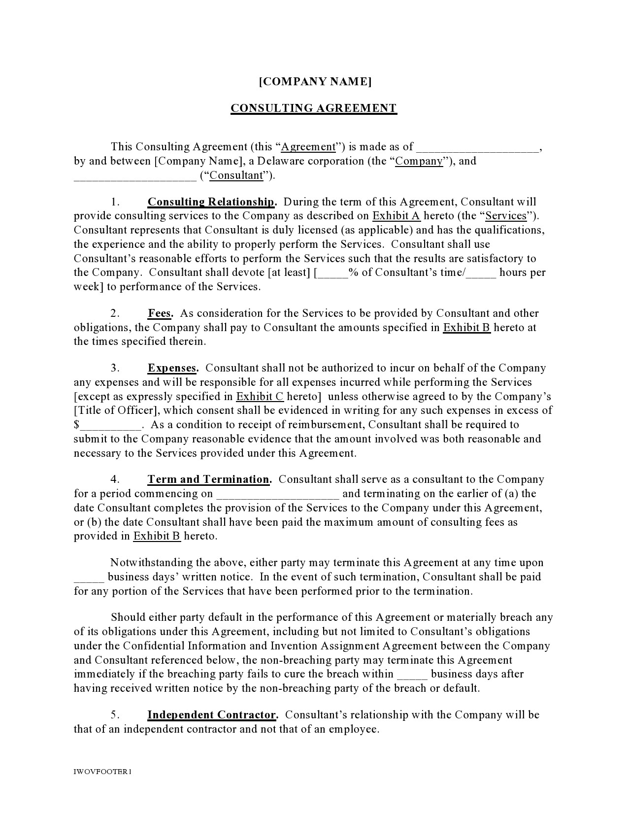 Free consulting contract template 20