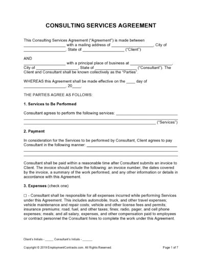 Consulting Contract Templates