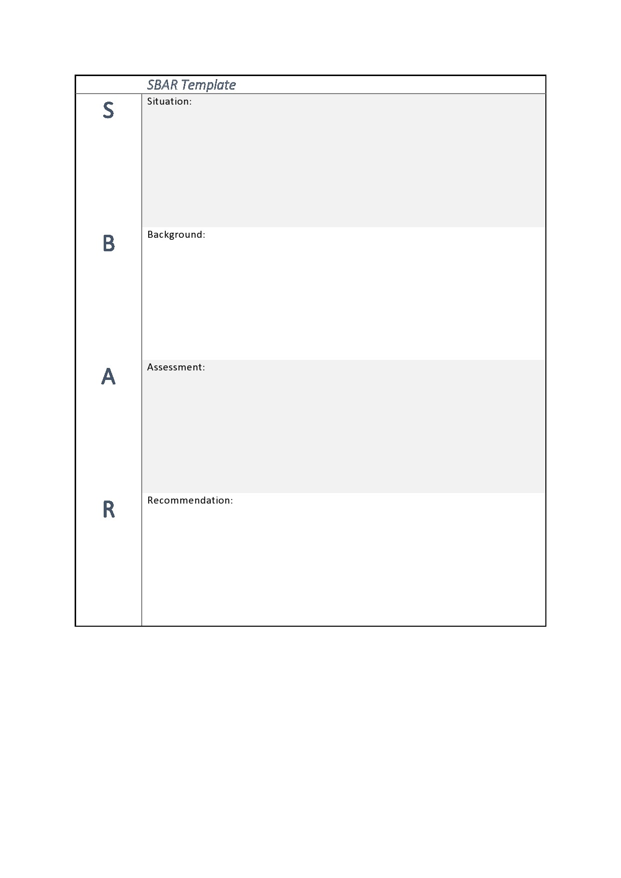 40 Blank SBAR Templates (Word, PDF) ᐅ TemplateLab