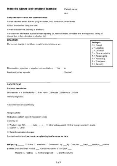 Blank SBAR Template 7