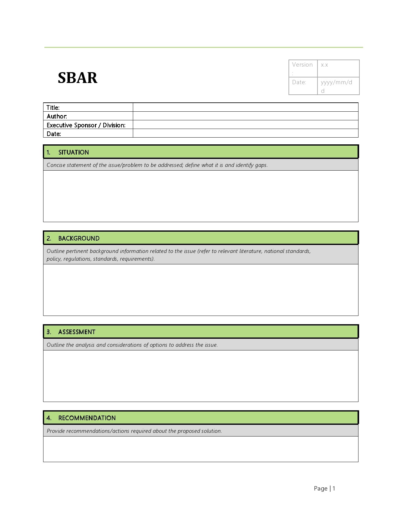 40 Blank SBAR Templates (Word, PDF) ᐅ TemplateLab