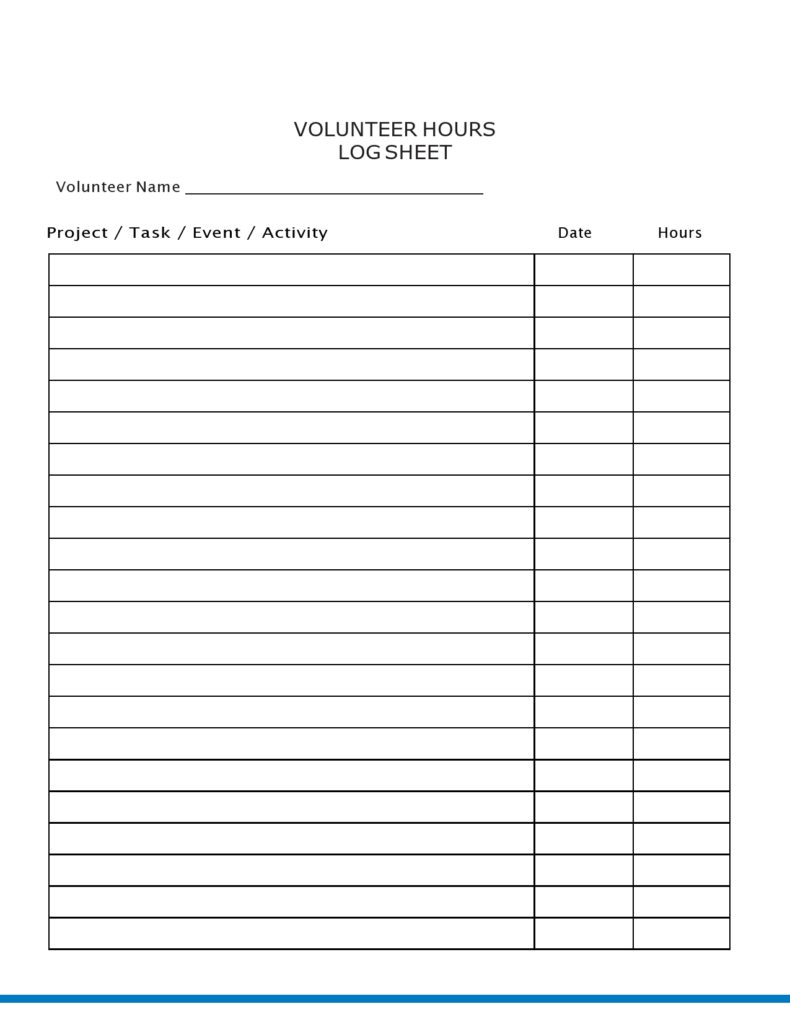 Printable Volunteer Log Sheet With Signature