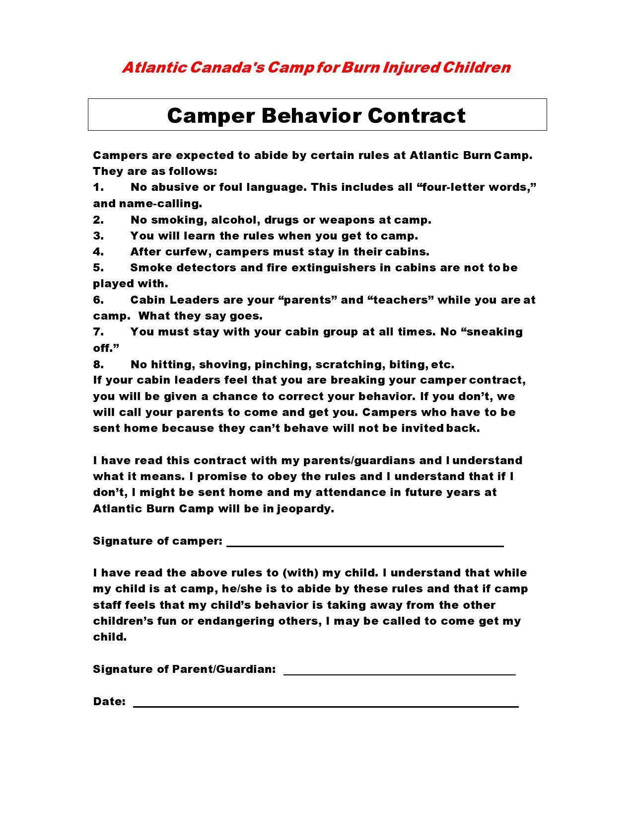 Free behavior contract template 22
