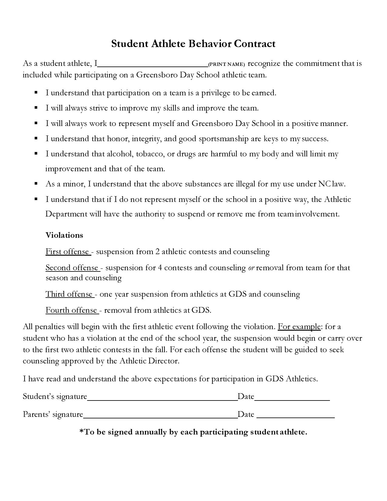 Free behavior contract template 31