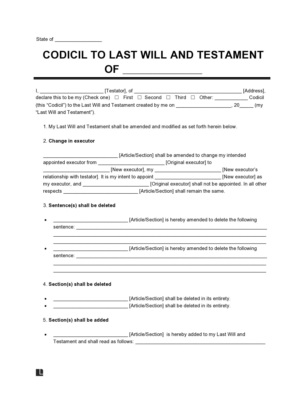 Free codicil form 04