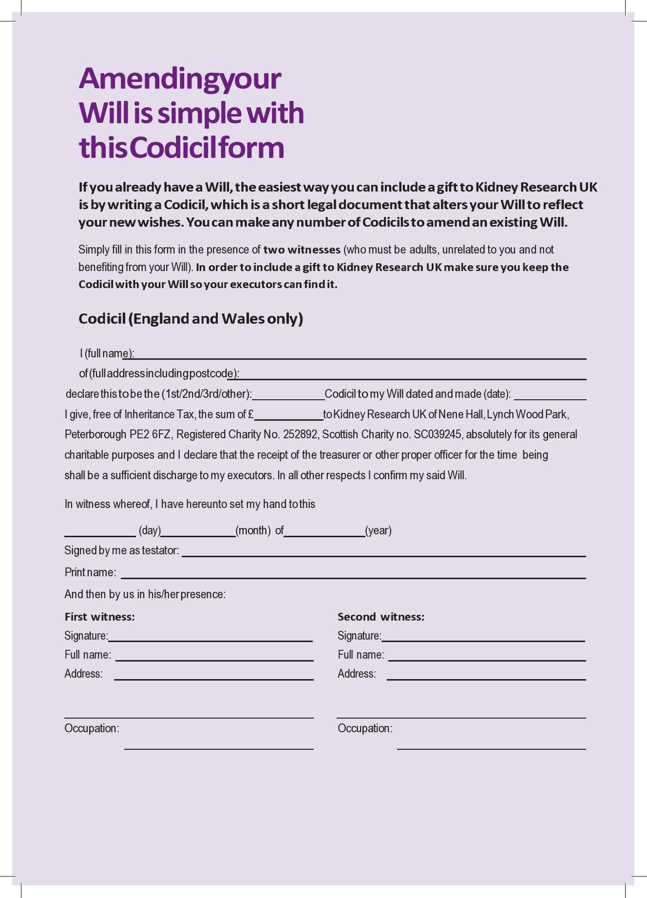 Free codicil form 21
