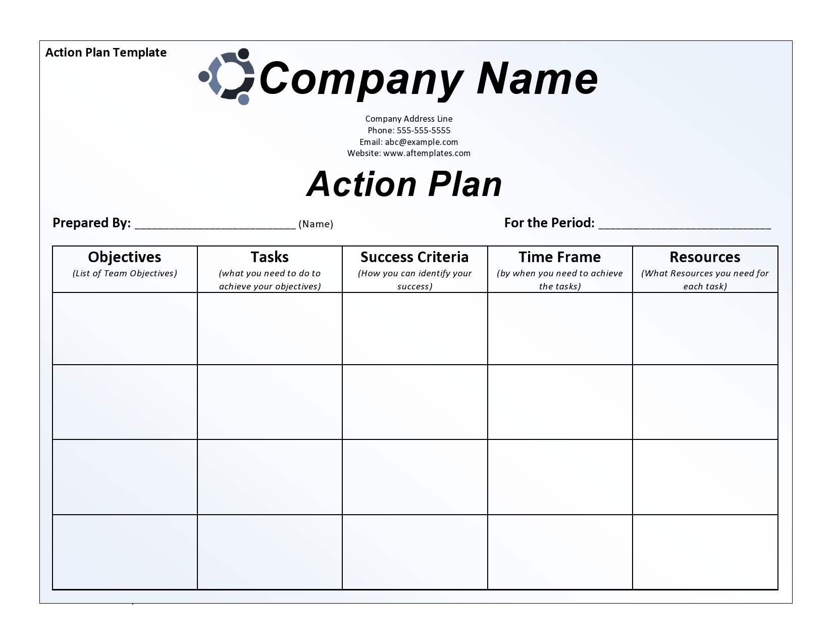 Sample Action Plan Template Excel