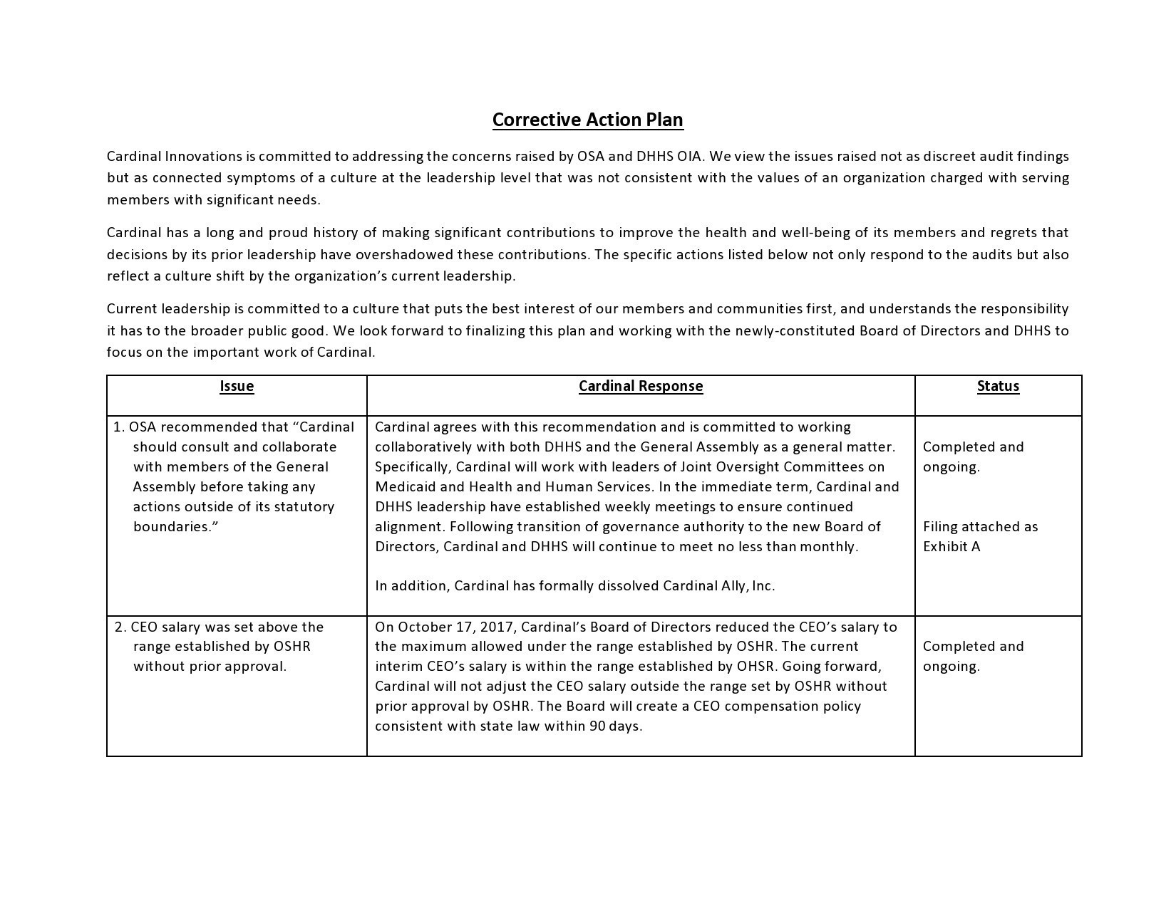 Free corrective action plan template 15
