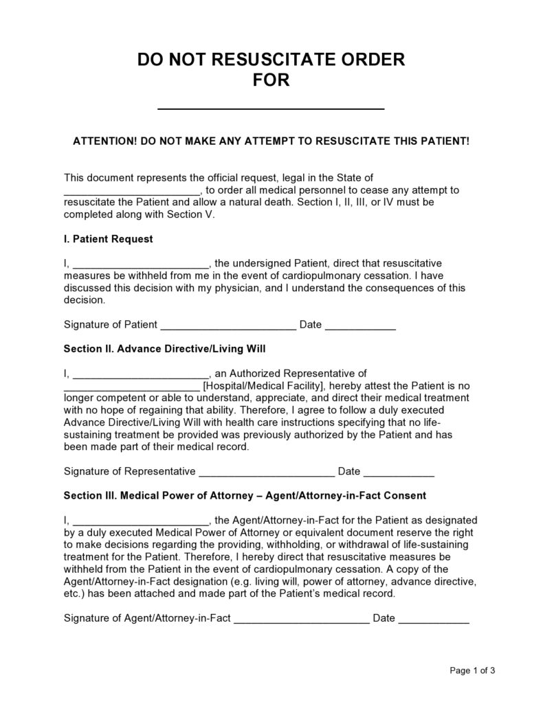 43 Printable Do Not Resuscitate Forms (All States) ᐅ TemplateLab