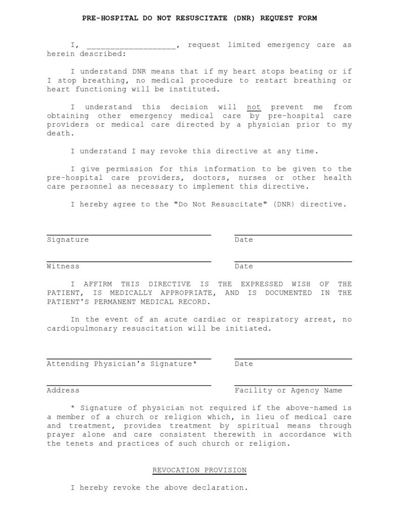 43 Printable Do Not Resuscitate Forms (All States) ᐅ TemplateLab
