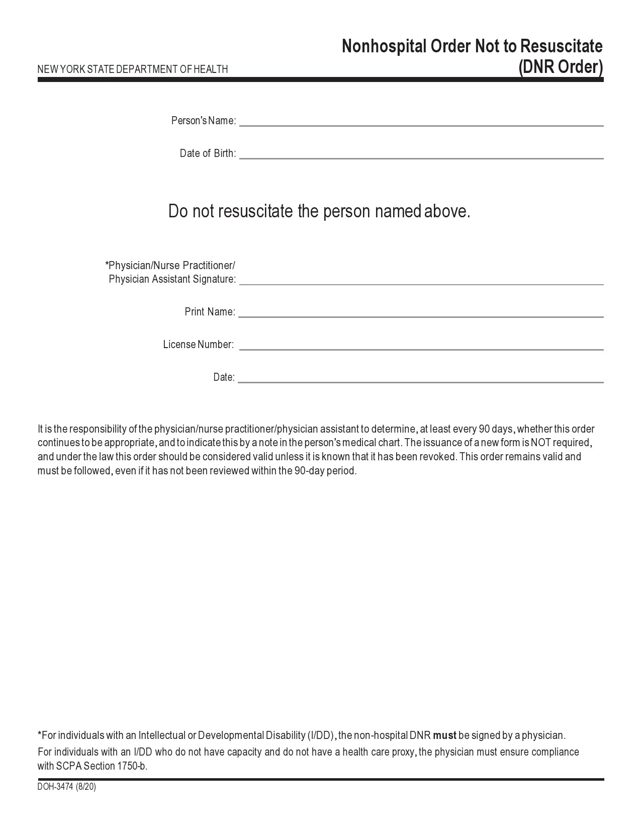 Free do not resuscitate form 17