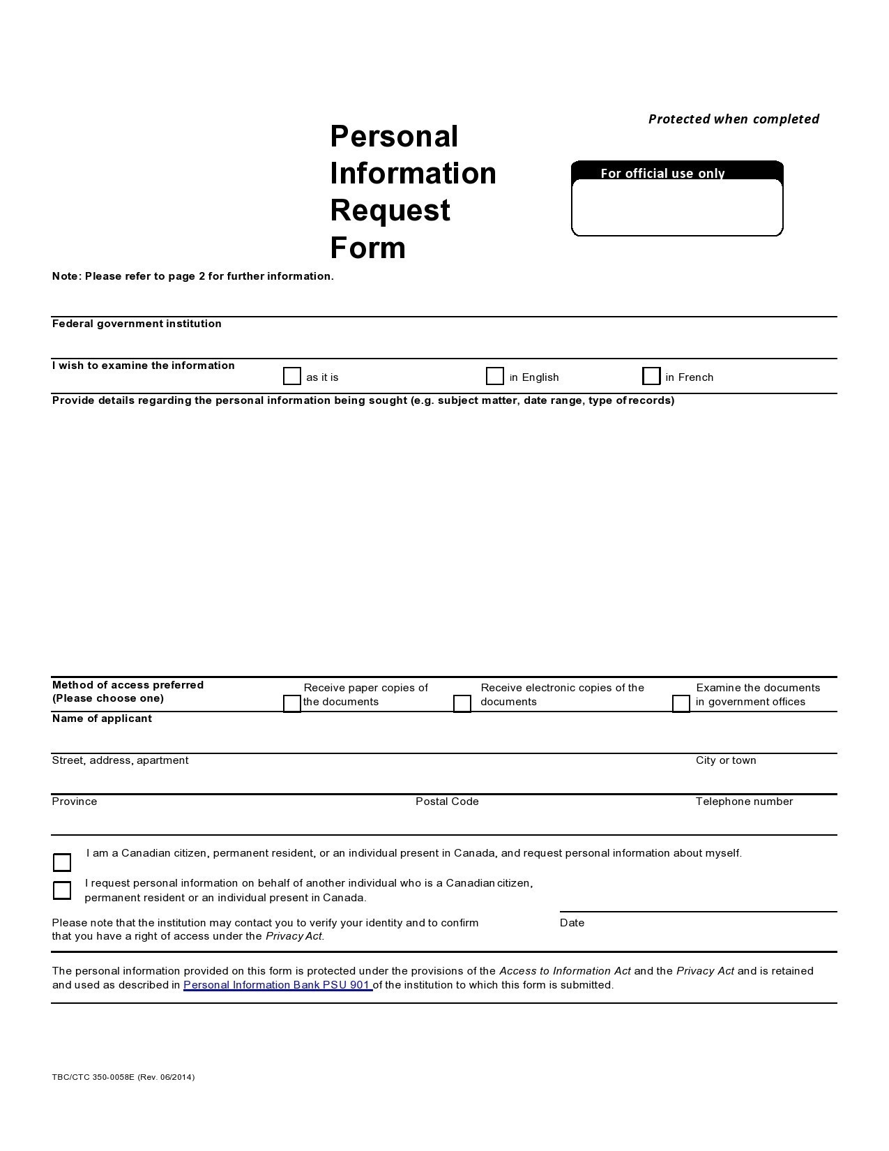 Free personal information form 05