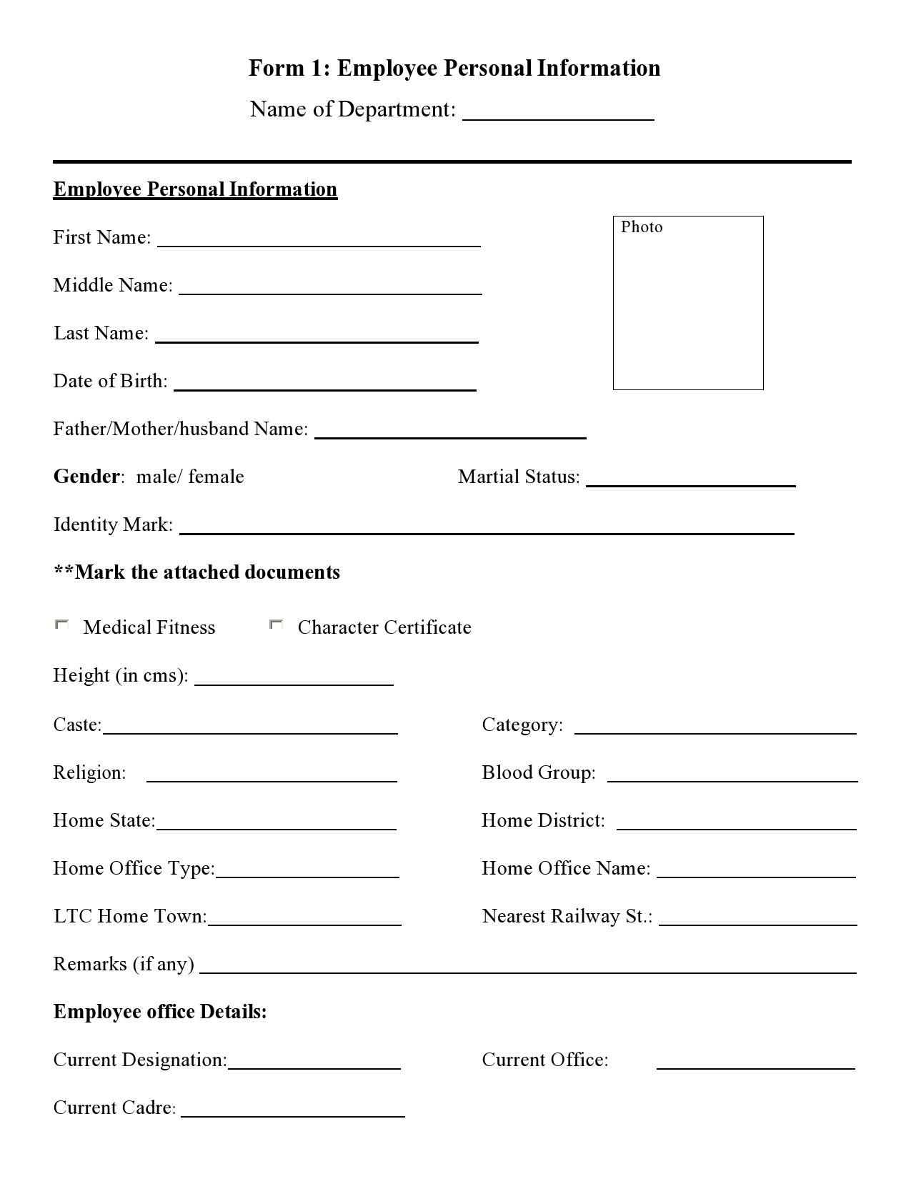 Free personal information form 09