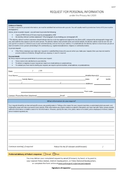 Personal Information Forms