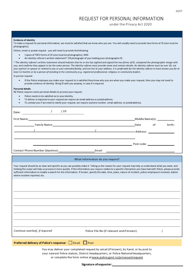 Personal Information Forms