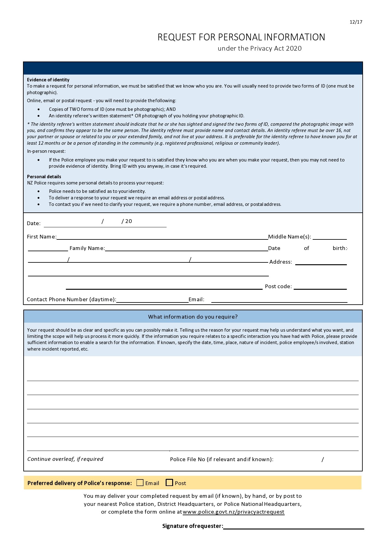 Free personal information form 22