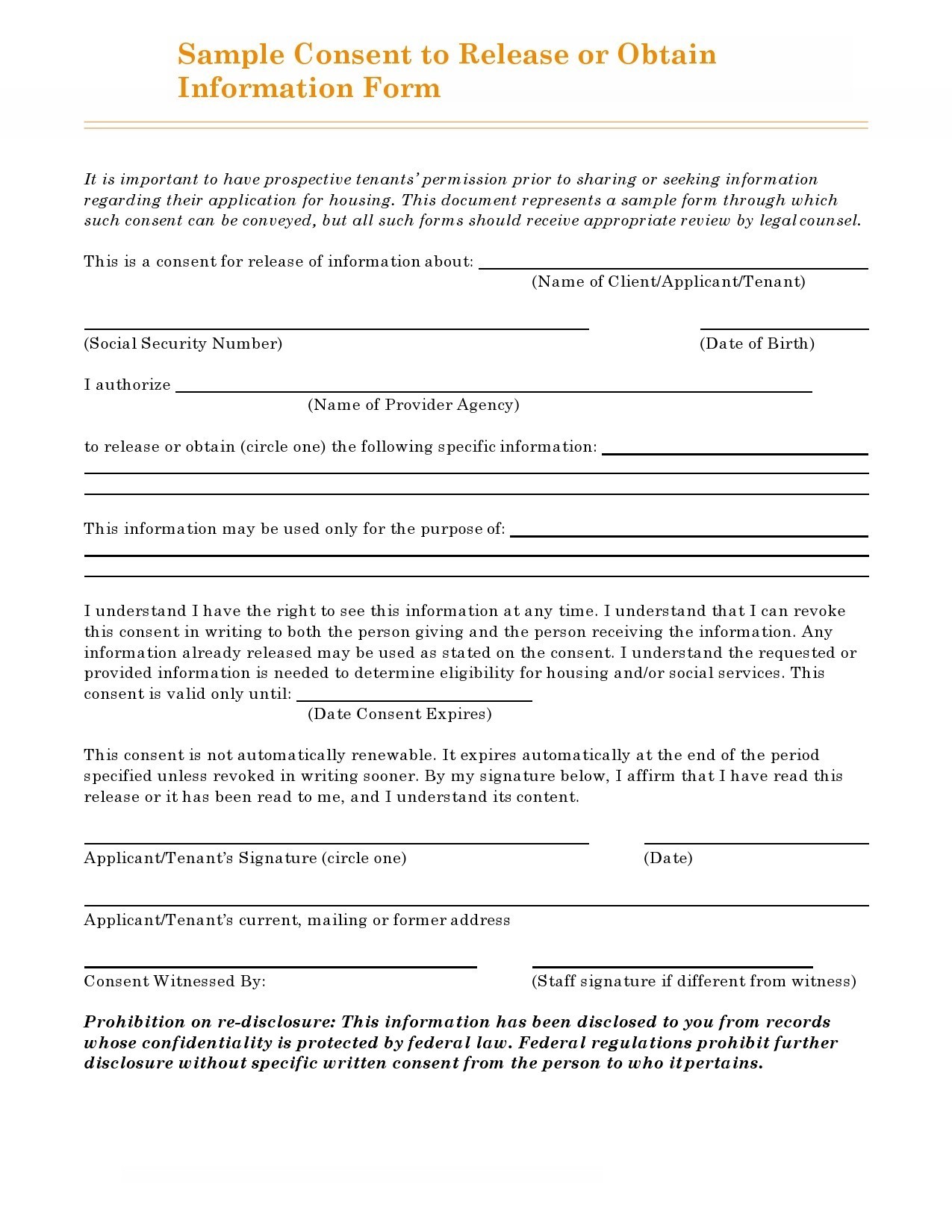 Free personal information form 23