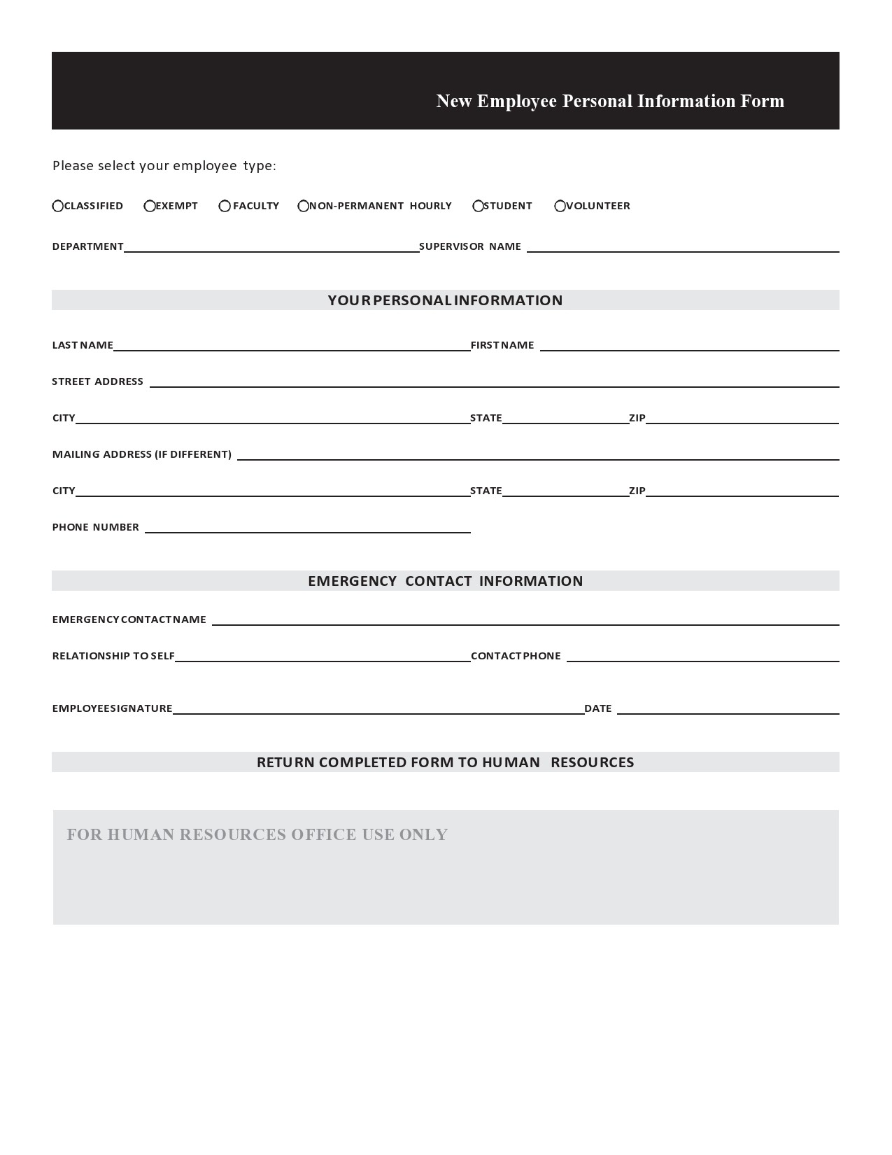 Free personal information form 26