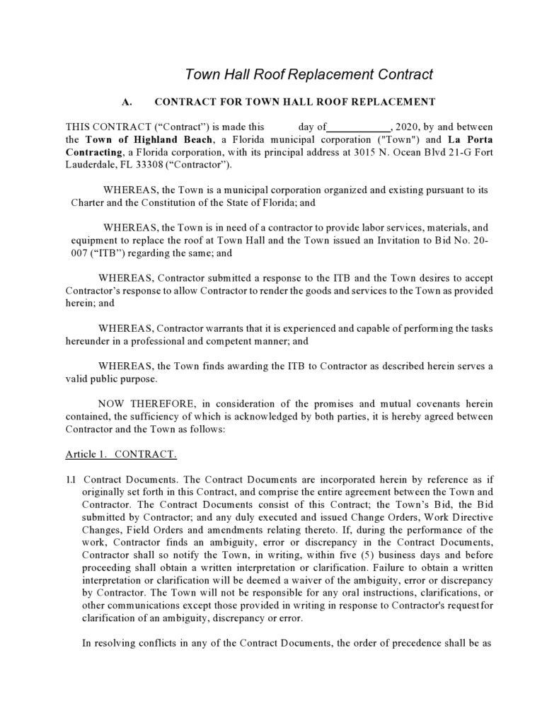 29 Professional Roofing Contract Templates (FREE) ᐅ TemplateLab