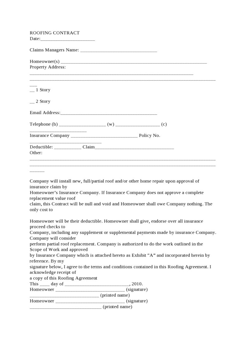 29 Professional Roofing Contract Templates (FREE) ᐅ TemplateLab