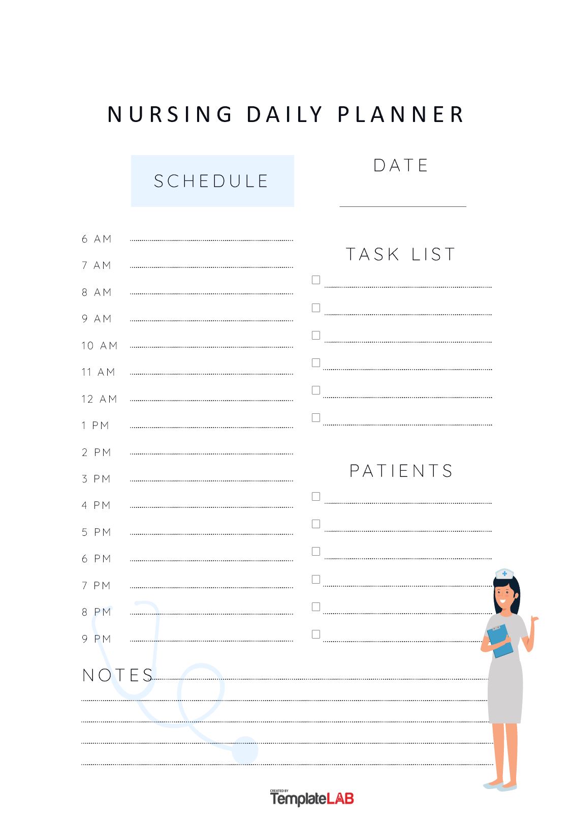 Free Nursing Daily Planner