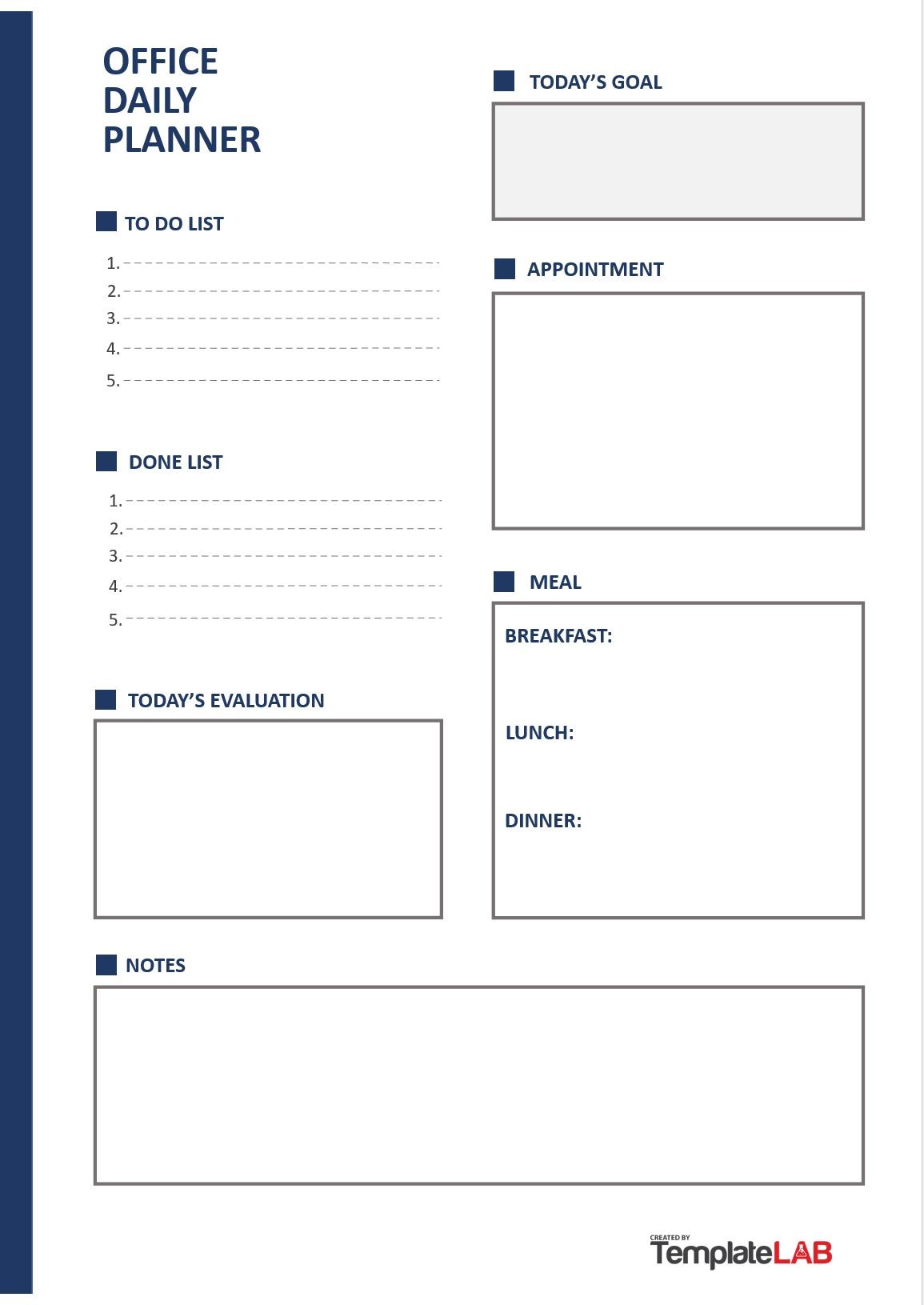 Free Office Daily Planner