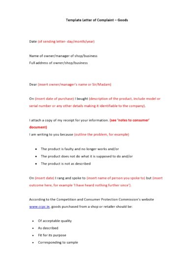 Free complaint letter template 02